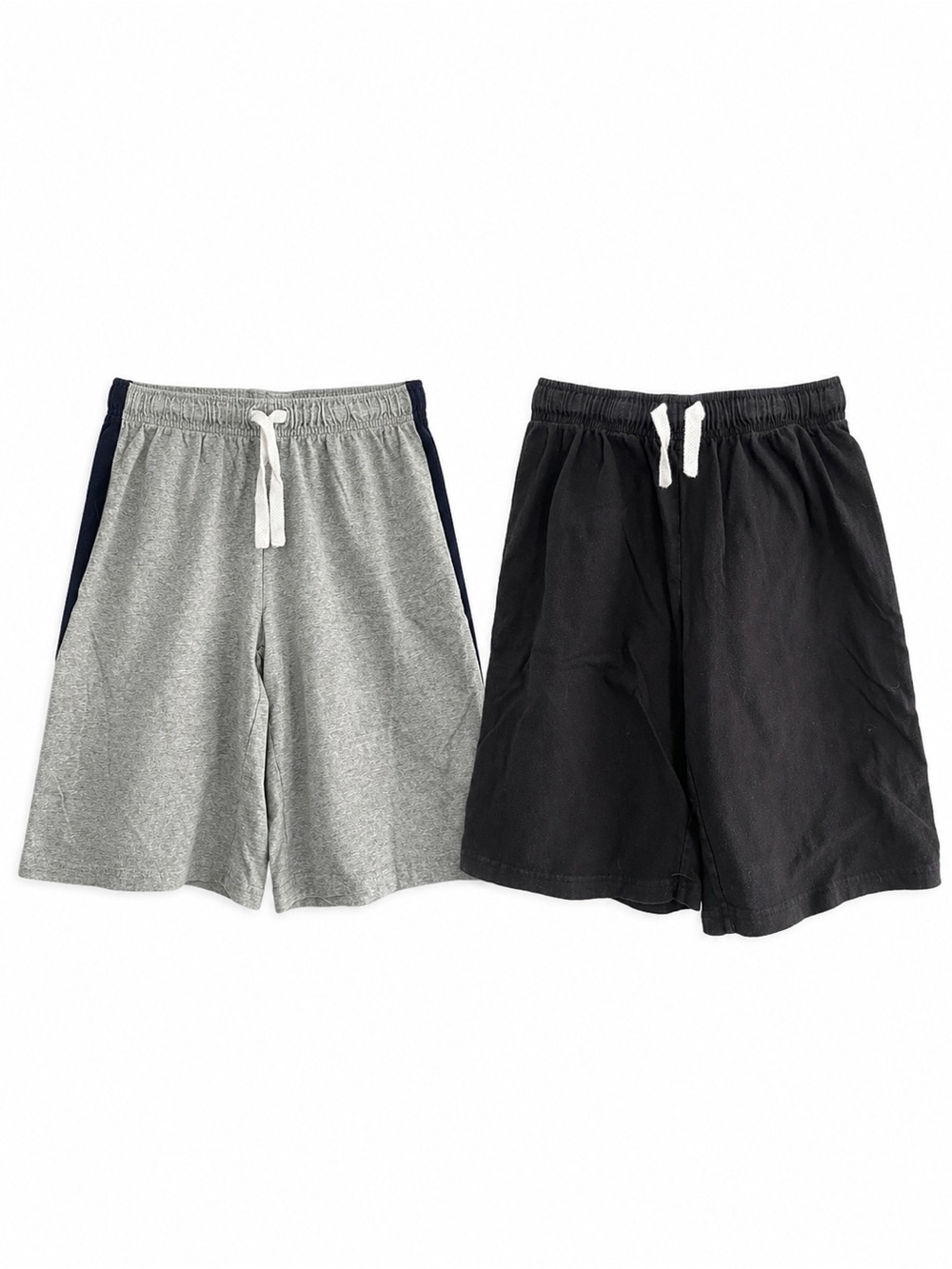 Set of 2 Boys Drawstring Shorts Sweatshorts- Black & Gray XL